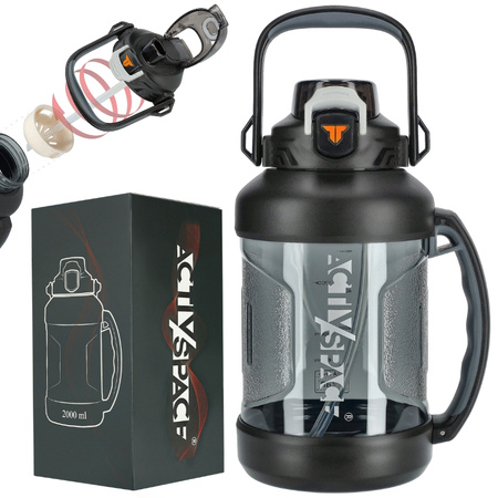 Butelka sportowa bidon na siłownię 2l – black