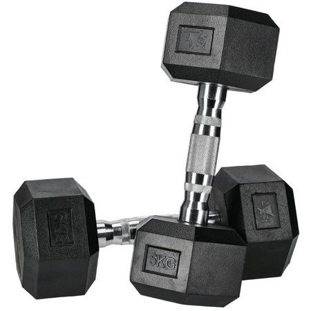 Hantle stalowe HEX pokryte gumą - 5 kg (1 sztuka)