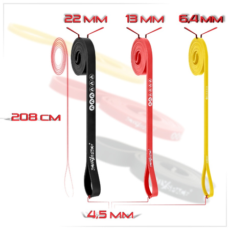 Zestaw 3 gum do ćwiczeń taśmy oporowe lateksowe - power band