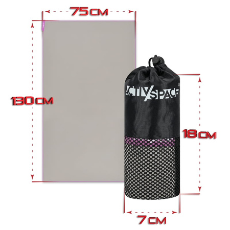 Ręcznik szybkoschnący z mikrofibry 130x75cm mały - gray+pink
