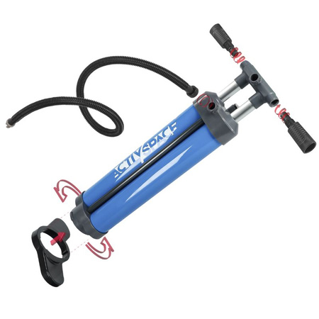 Pompka ręczna do deski SUP z manometrem - dwutłokowa