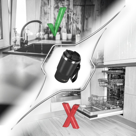 Kubek termiczny ze słomką ustnikiem na kawę herbatę szczelny 480ml - black