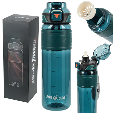 Butelka na wodę tritan 1000ml bidon z miarką – green