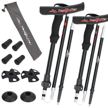 Kijki trekkingowe regulowane red - Składane K04