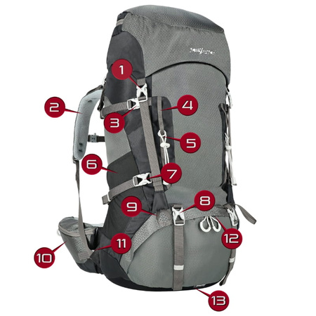 Plecak turystyczny trekkingowy 60l – grey P09