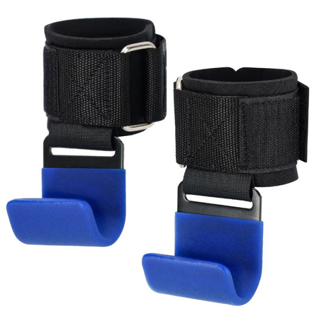 Uchwyty do martwego ciągu stalowe haki treningowe - blue