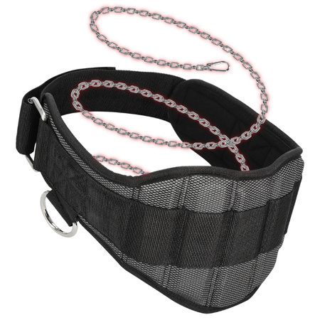 Dip belt pas obciążeniowy mocny z łańcuchem - premium P03