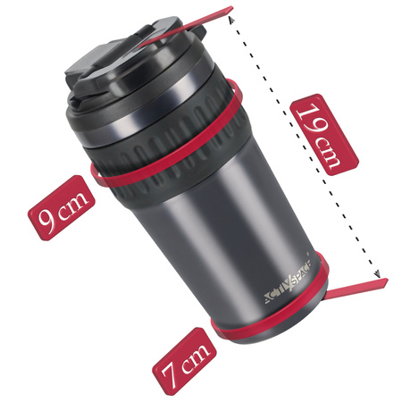 Kubek termiczny ze słomką ustnikiem szczelny premium 630ml - dark grey