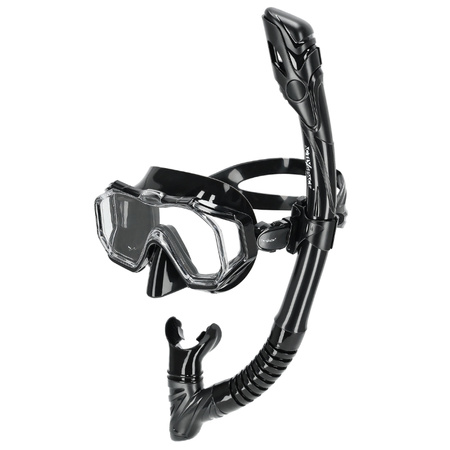 Maska i fajka do nurkowania zestaw do snorkelingu – black - MF02