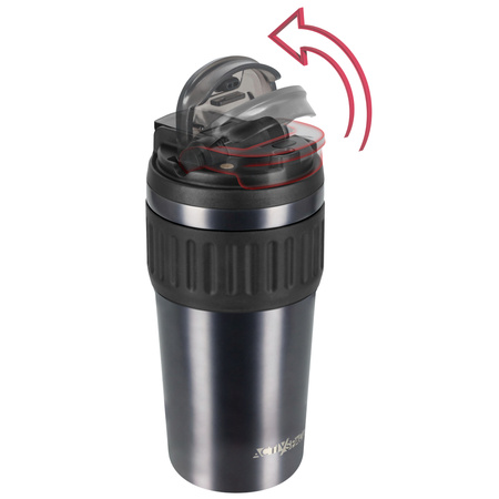 Kubek termiczny ze słomką ustnikiem szczelny premium 630ml - dark grey