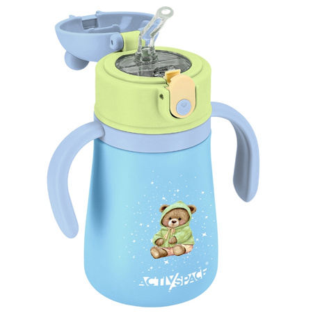 Kubek termiczny bidon dla dzieci ze słomką 360ml - blue